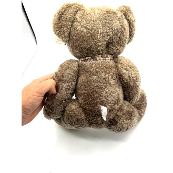 Vintage NWT Bearland Teddy Bear Movable Parts Plaid Bow 90s - Picture 2 of 5